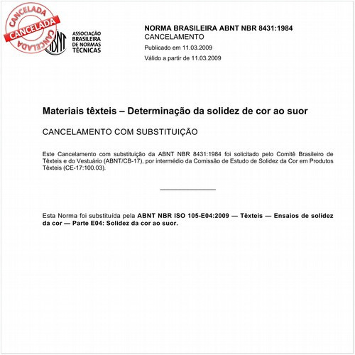 Materiais têxteis - Determinação da solidez da cor ao suor