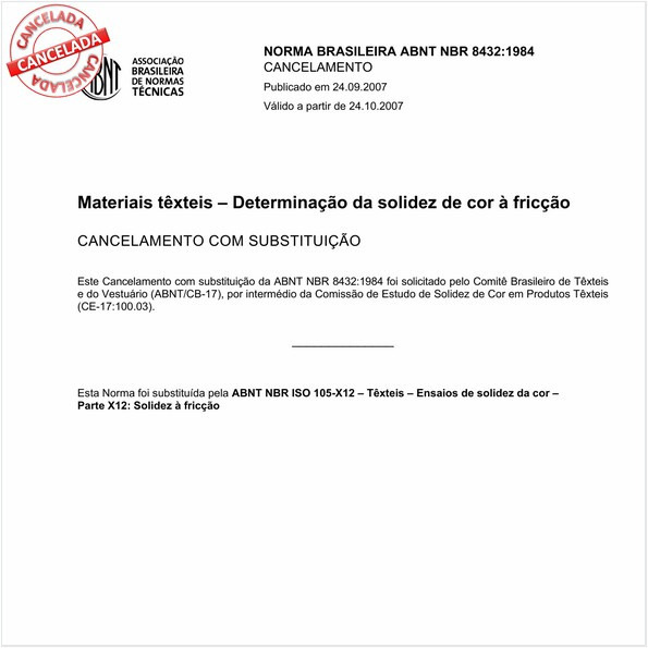 Materiais têxteis - Determinação da solidez de cor à fricção