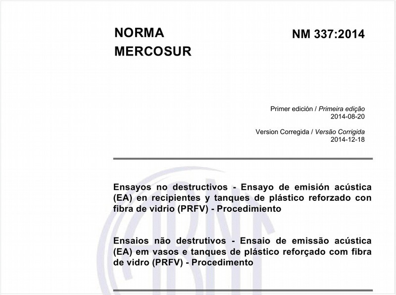 Ensaios não destrutivos - Ensaio de emissão acústica (EA) em vasos e tanques de plástico reforçado com fibra de vidro (PRFV) - Procedimento