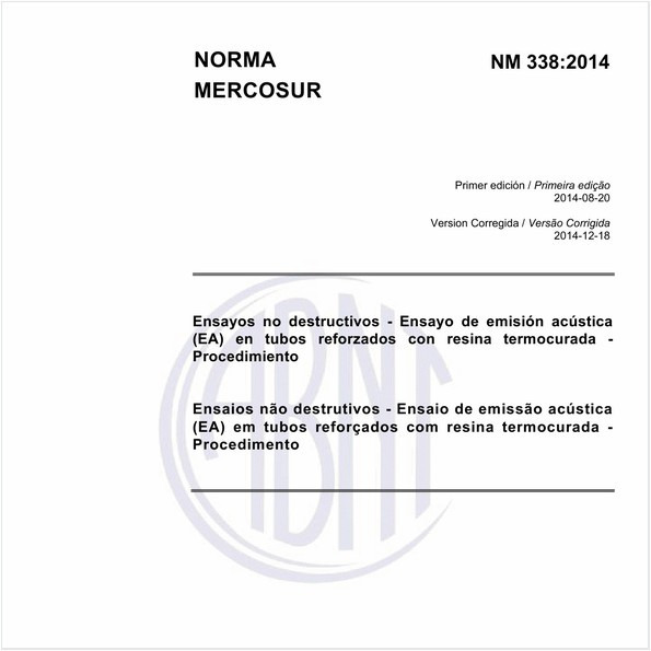 Ensaios não destrutivos - Ensaio de emissão acústica (EA) em tubos reforçados com resina termocurada - Procedimento