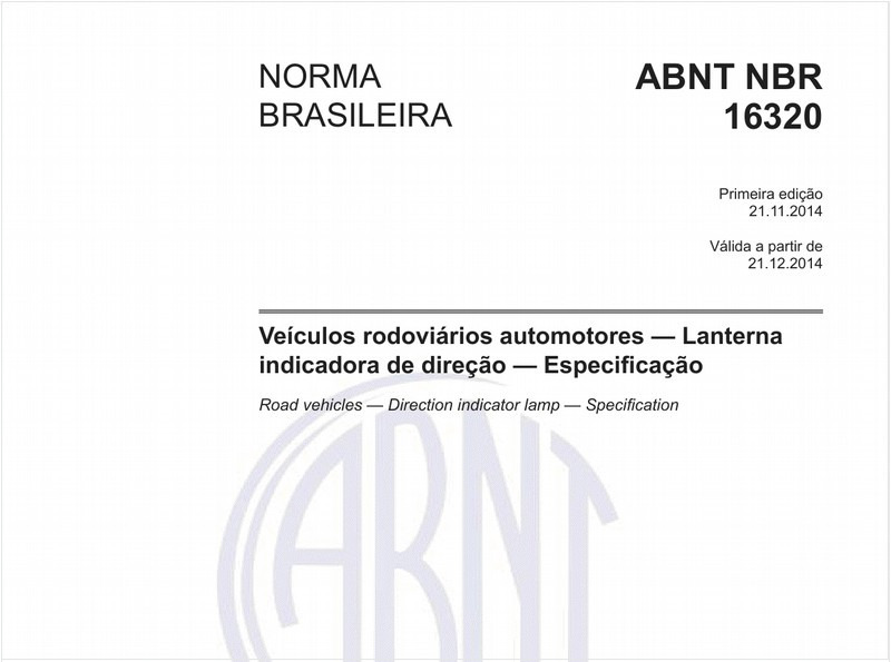 Veículos rodoviários automotores - Lanterna indicadora de direção - Especificação