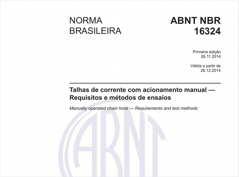 Talhas de corrente com acionamento manual — Requisitos e métodos de ensaios