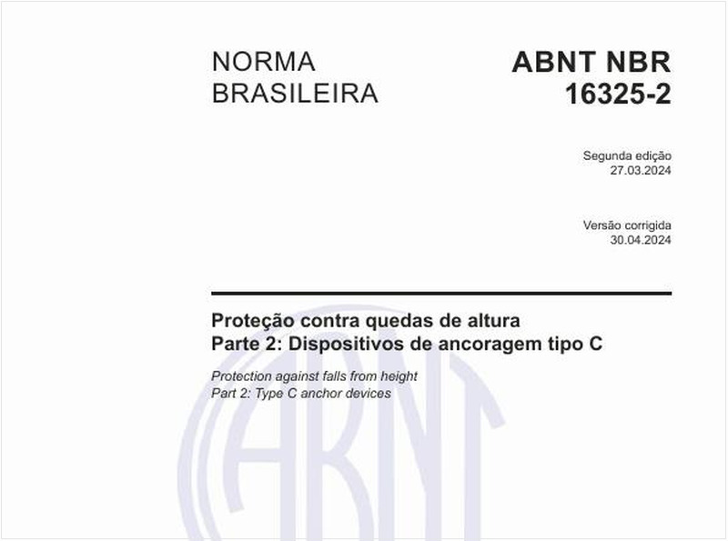 Proteção contra quedas de altura - Parte 2: Dispositivos de ancoragem tipo C