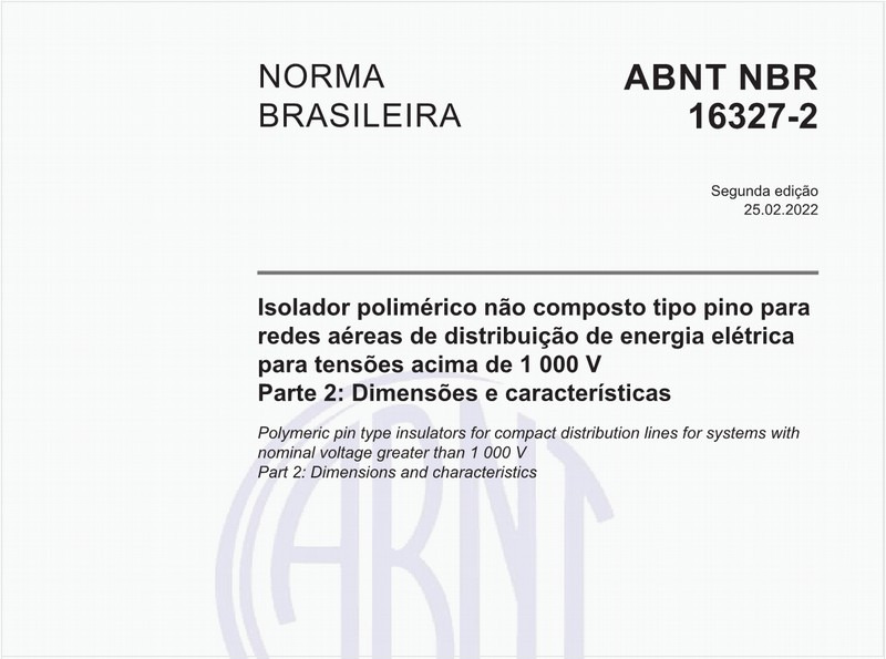 Isolador polimérico não composto tipo pino para redes aéreas de distribuição de energia elétrica para tensões acima de 1 000 V - Parte 2: Dimensões e características