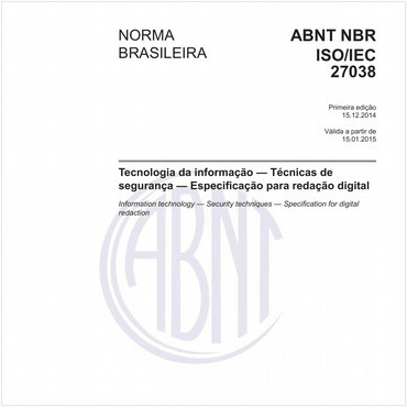 NBRISO/IEC27038 de 12/2014