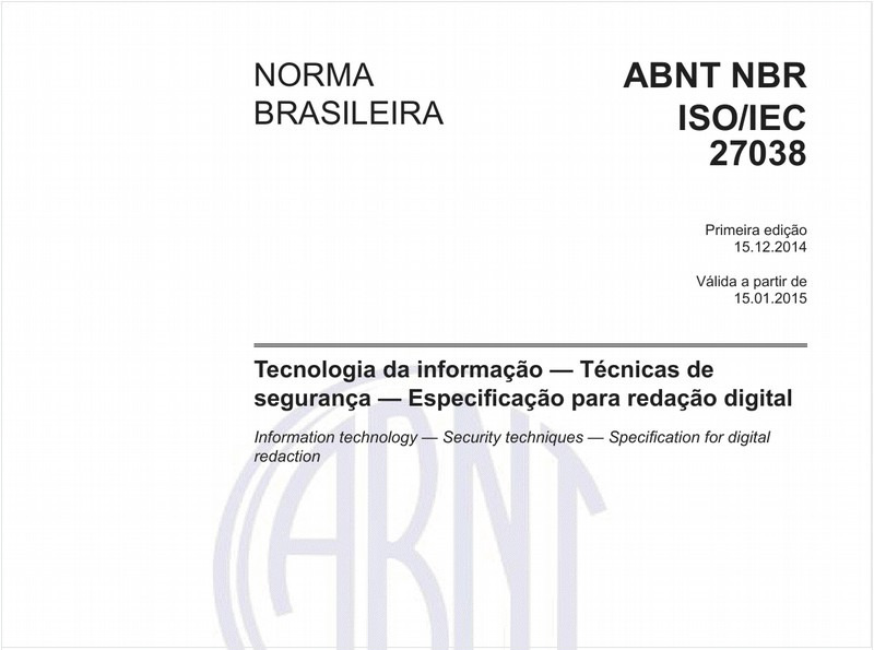 Tecnologia da informação - Técnicas de segurança - Especificação para redação digital