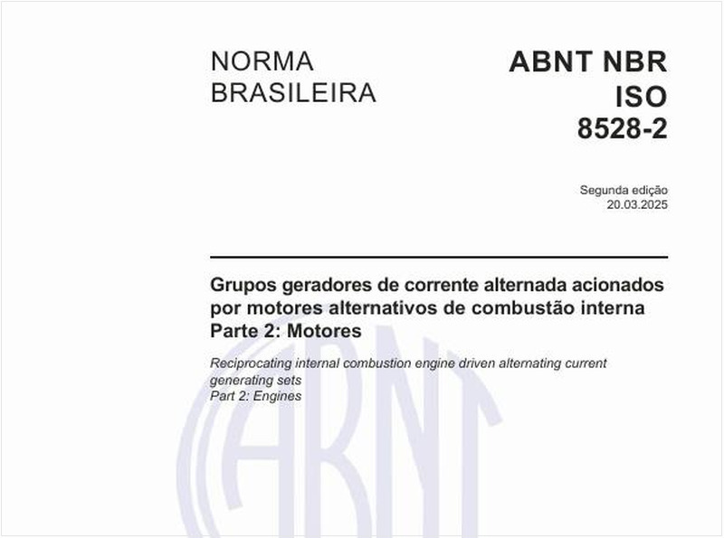 Grupos geradores de corrente alternada acionados por motores alternativos de combustão interna -  Parte 2: Motores