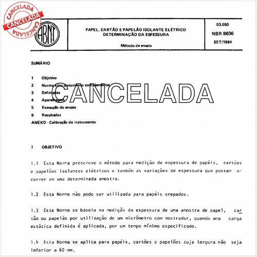Papel, cartão e papelão isolante elétrico - Determinação da espessura