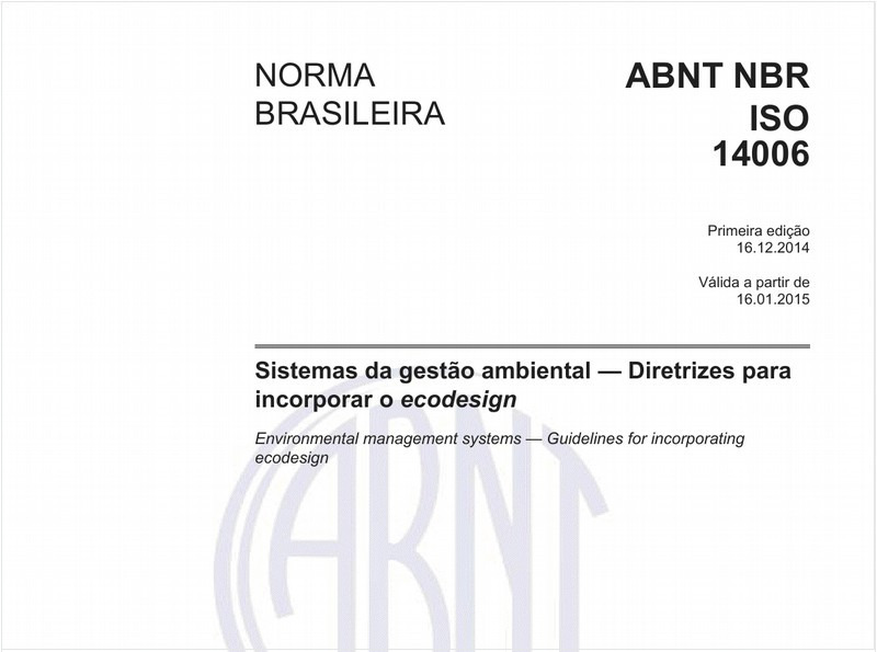 Sistemas da gestão ambiental - Diretrizes para incorporar o ecodesign