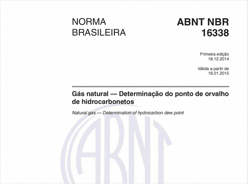 Gás natural — Determinação do ponto de orvalho de hidrocarbonetos