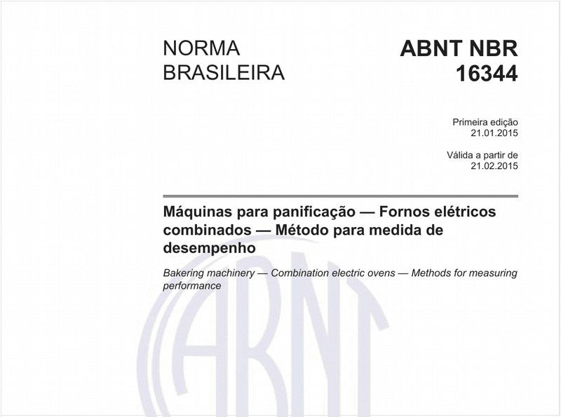 Máquinas para panificação - Fornos elétricos combinados - Método para medida de desempenho