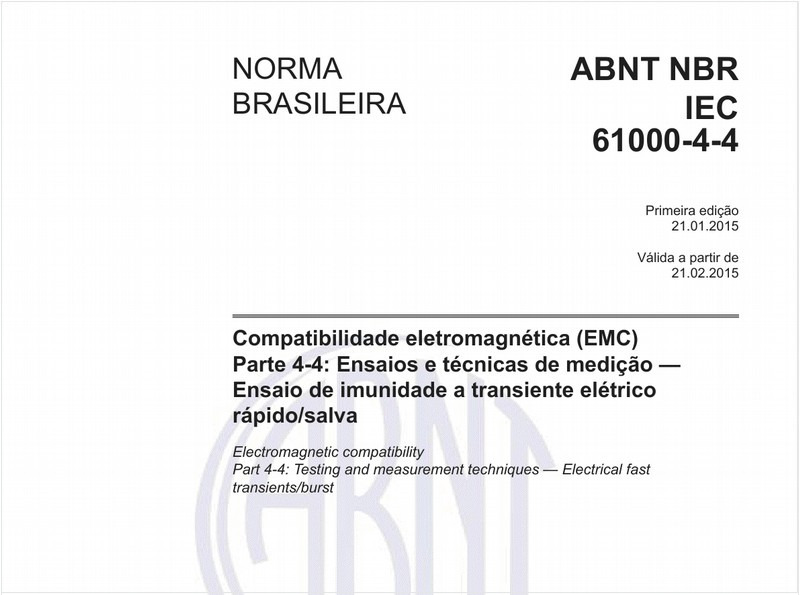 Compatibilidade eletromagnética (EMC) - Parte 4-4: Ensaios e técnicas de medição - Ensaio de imunidade a transiente elétrico rápido/salva