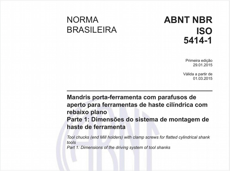Mandris porta-ferramenta com parafusos de aperto para ferramentas de haste cilíndrica com rebaixo plano - Parte 1: Dimensões do sistema de montagem de haste de ferramenta