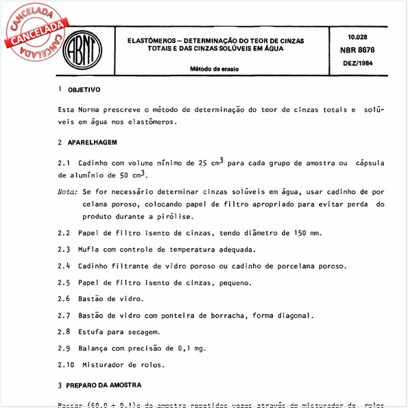 Elastômeros - Determinação do teor de cinzas totais e das cinzas solúveis em água