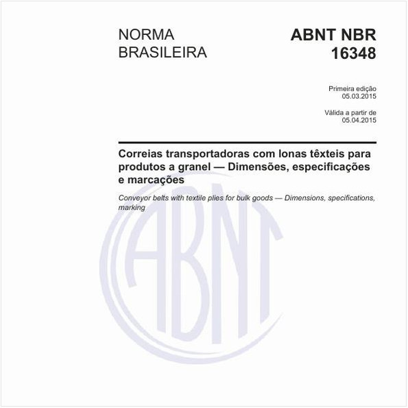Correias transportadoras com lonas têxteis para produtos a granel - Dimensões, especificações e marcações