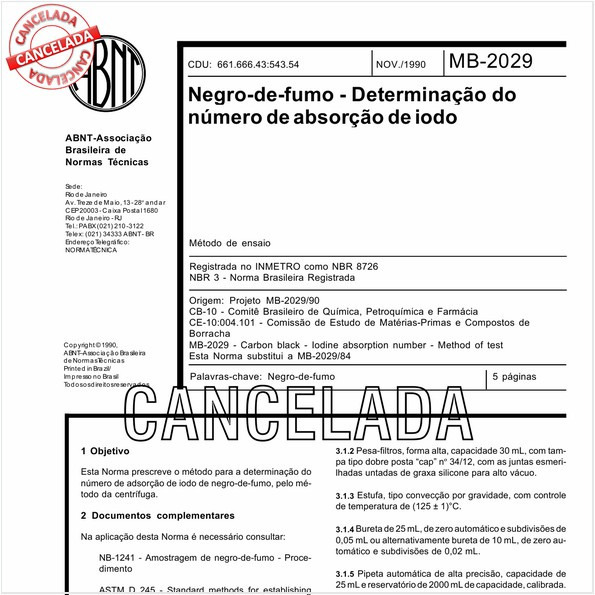 Negro-de-fumo - Determinação do número de adsorção de iodo