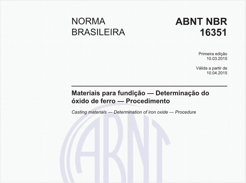 Materiais para fundição - Determinação do óxido de ferro - Procedimento