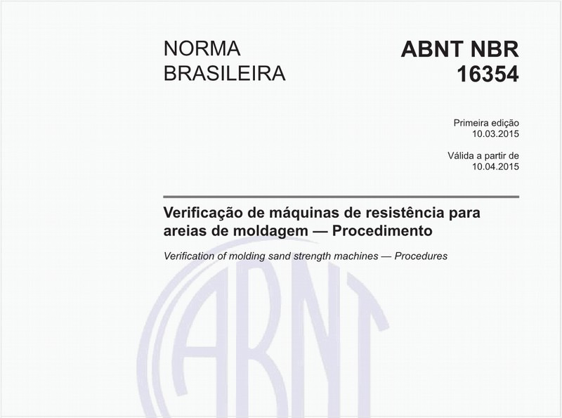 Verificação de máquinas de resistência para areias de moldagem - Procedimento