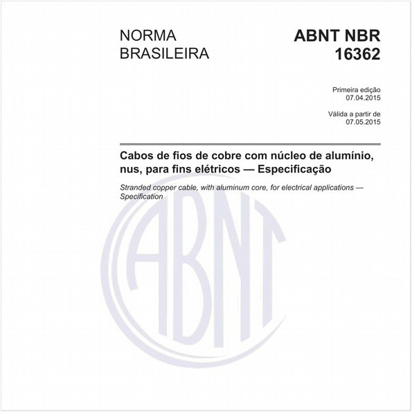 Cabos de fios de cobre com núcleo de alumínio, nus, para fins elétricos — Especificação