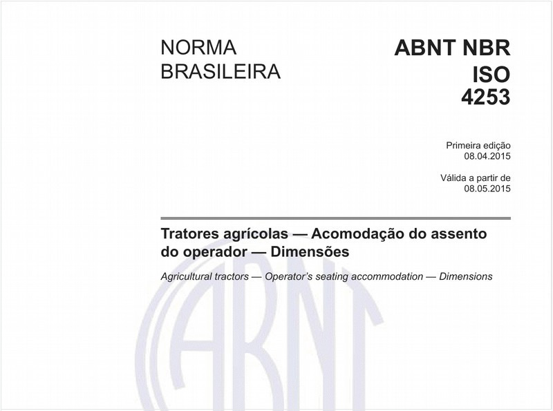 Tratores agrícolas — Acomodação do assento do operador — Dimensões
