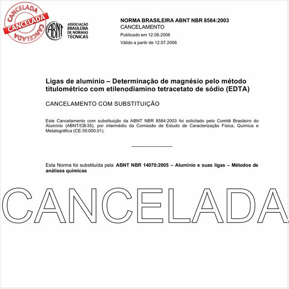 Ligas de alumínio - Determinação de magnésio pelo método titulométrico com etilenodiamino tetracetato de sódio (EDTA)