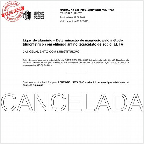 Ligas de alumínio - Determinação de magnésio pelo método titulométrico com etilenodiamino tetracetato de sódio (EDTA)