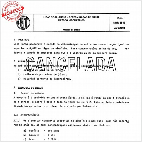 Ligas de alumínio - Determinação de cobre - Método iodométrico