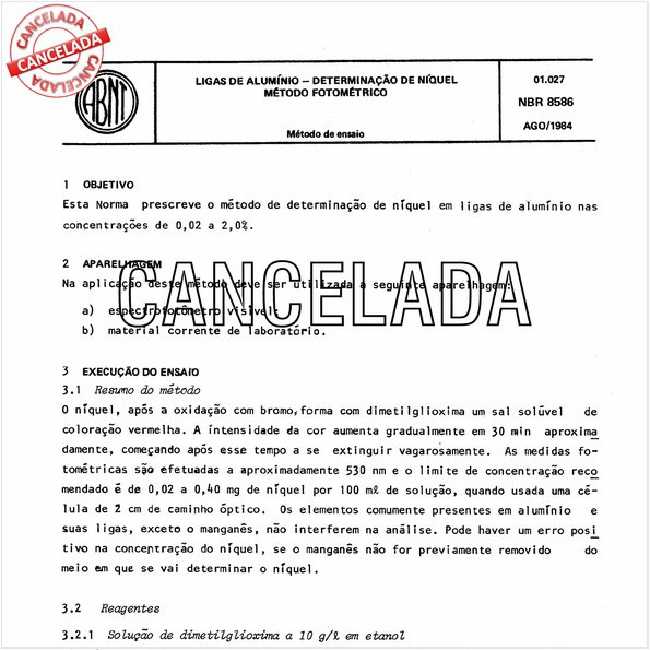 Ligas de alumínio - Determinação de níquel - Método fotométrico