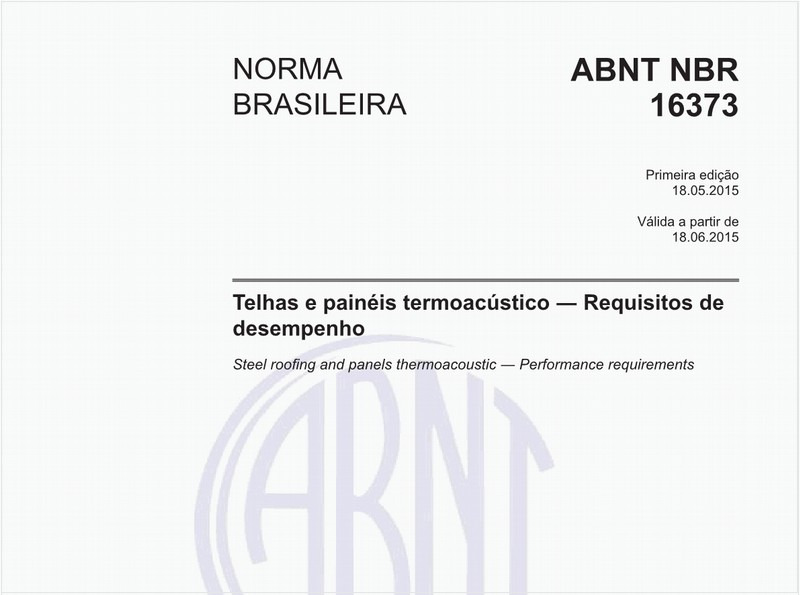 Telhas e painéis termoacústico - Requisitos de desempenho