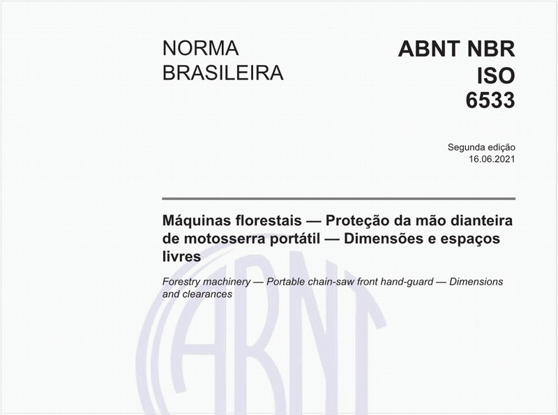 Máquinas florestais - Proteção da mão dianteira de motosserra portátil - Dimensões e espaços livres