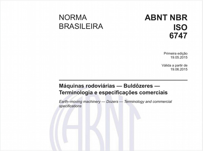 Máquinas rodoviárias - Buldôzeres - Terminologia e especificações comerciais