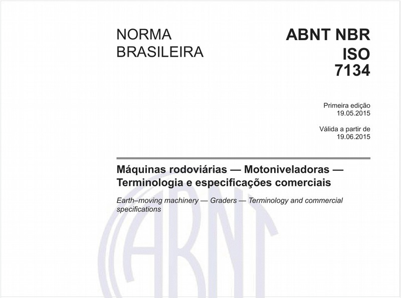 Máquinas rodoviárias - Motoniveladoras - Terminologia e especificações comerciais