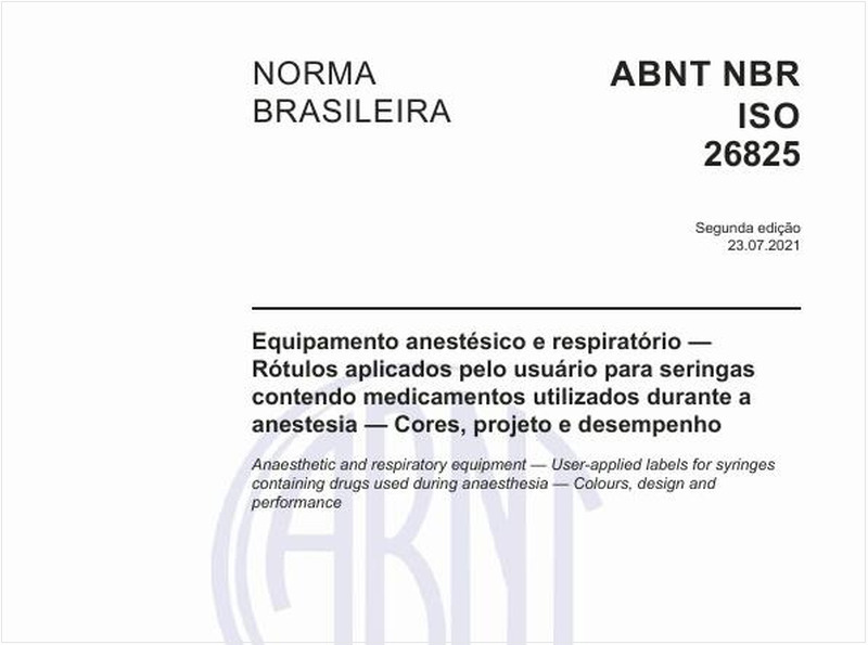 Equipamento anestésico e respiratório - Rótulos aplicados pelo usuário para seringas contendo medicamentos utilizados durante a anestesia - Cores, projeto e desempenho
