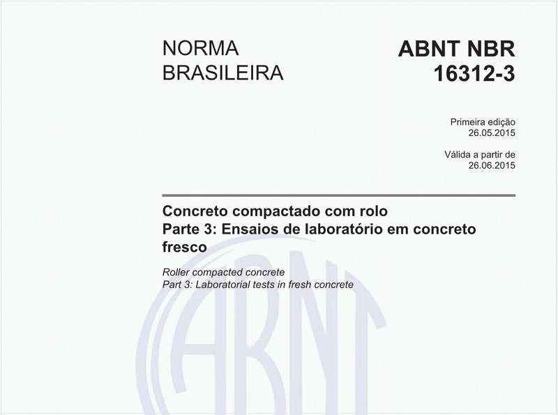 Concreto compactado com rolo - Parte 3: Ensaios de laboratório em concreto fresco
