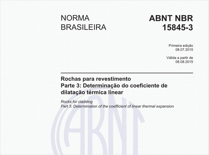 Rochas para revestimento - Parte 3: Determinação do coeficiente de dilatação térmica linear