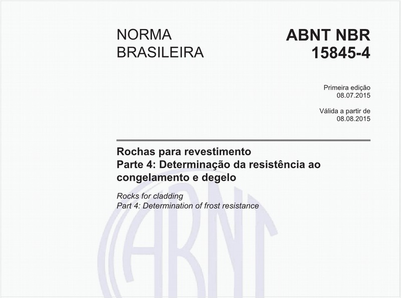 Rochas para revestimento - Parte 4: Determinação da resistência ao congelamento e degelo