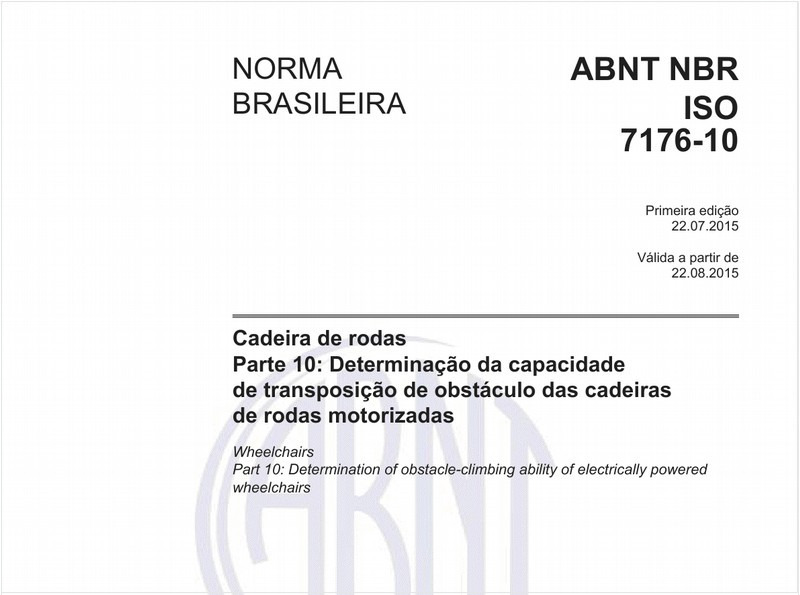 Cadeira de rodas - Parte 10: Determinação da capacidade de transposição de obstáculo das cadeiras de rodas motorizadas