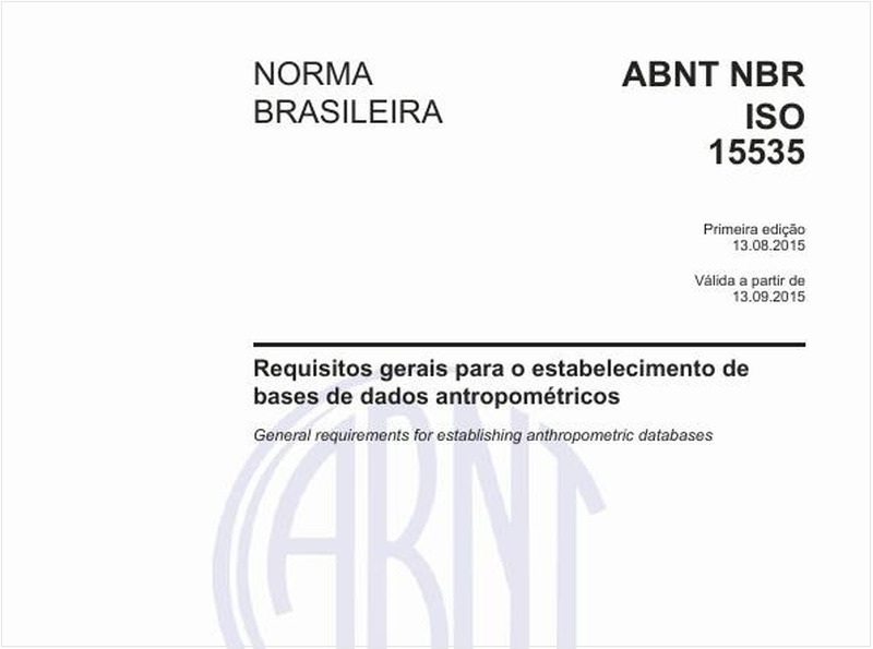 Requisitos gerais para o estabelecimento de bases de dados antropométricos