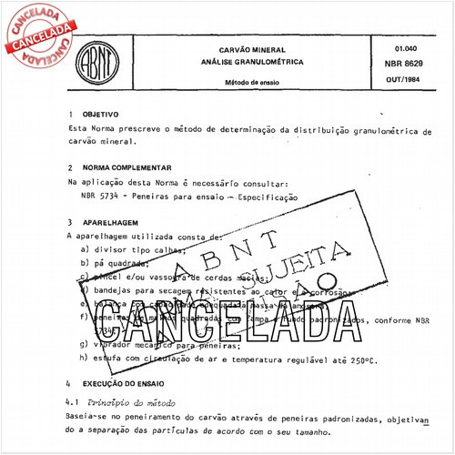 Carvão mineral - Análise granulométrica