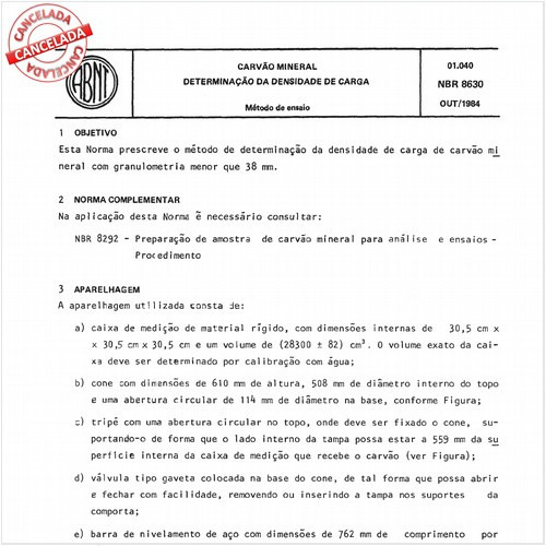 Carvão mineral - Determinação da densidade de carga