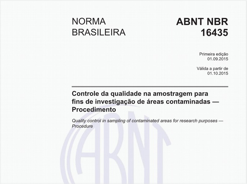 Controle da qualidade na amostragem para fins de investigação de áreas contaminadas - Procedimento