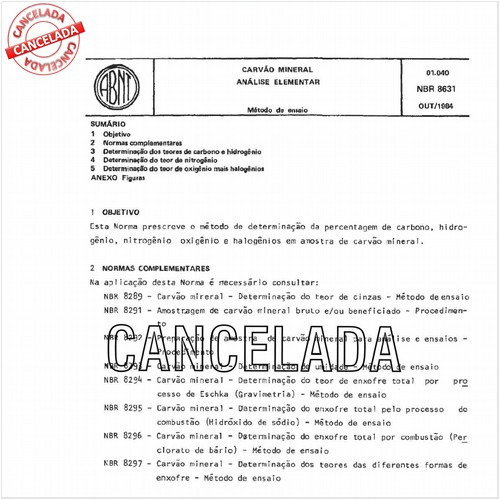 Carvão mineral - Análise elementar