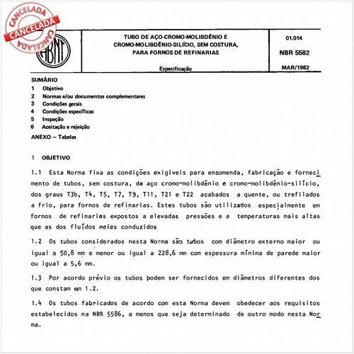 Tubo de aço-cromo-molibdênio e cromo-molibdênio-sílico, sem costura, para fornos de refinarias