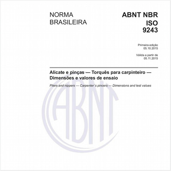 Alicate e pinças - Torquês para carpinteiro - Dimensões e valores de ensaio