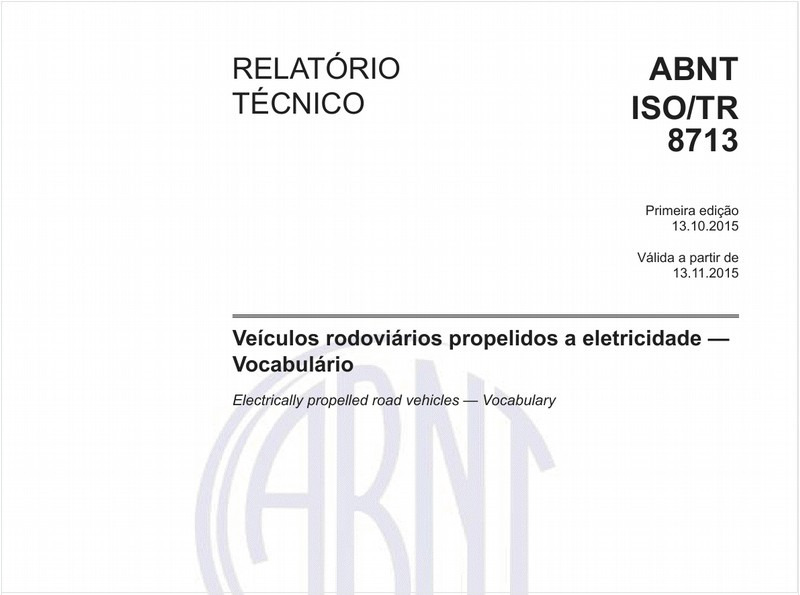 Veículos rodoviários propelidos a eletricidade - Vocabulário