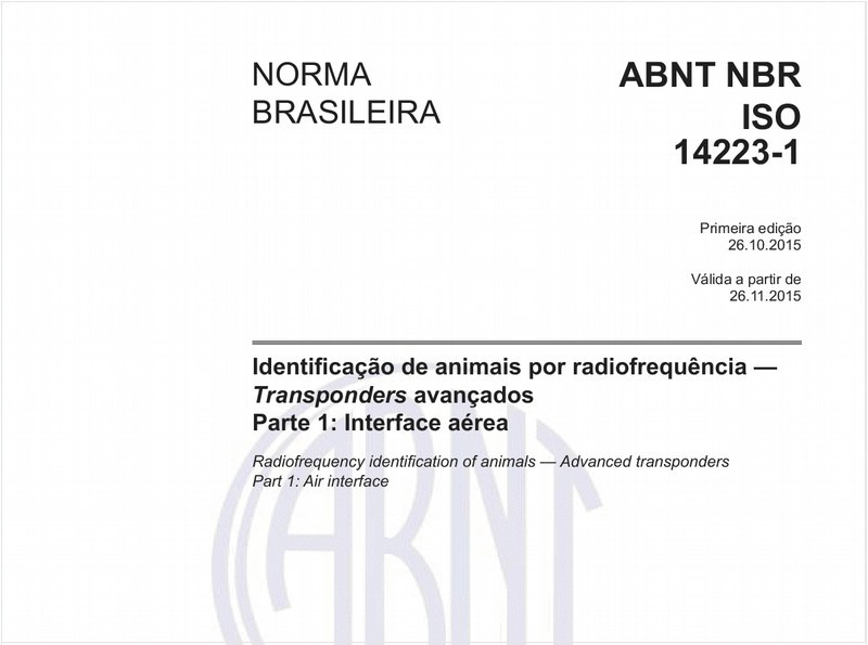Identificação de animais por radiofrequência — Transponders avançados - Parte 1: Interface aérea