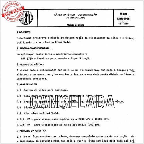 Látex sintético - Determinação da viscosidade