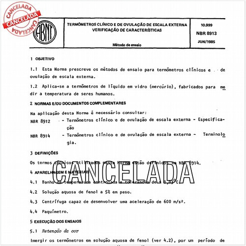 Termômetros clínico e de ovulação de escala externa - Verificação de características