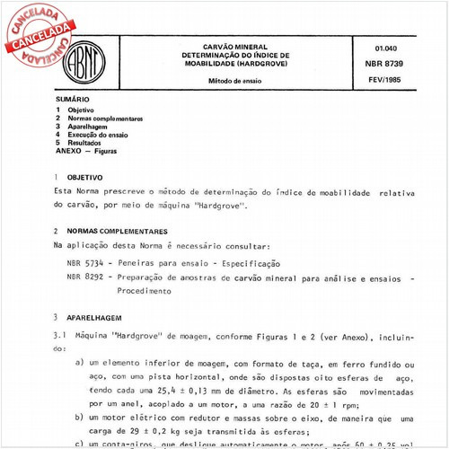 Carvão mineral - Determinação do índice de moabilidade (Hardgrove)