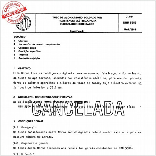 Tubo de aço-carbono, soldado por resistência elétrica, para permutadores de calor
